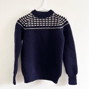 Navy Blue Patterned Women's Sweater hand made in PEI